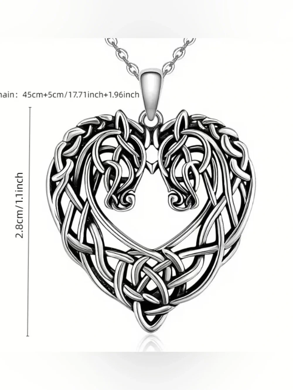 Celtic Horse Heart Pendant and Earrings Set